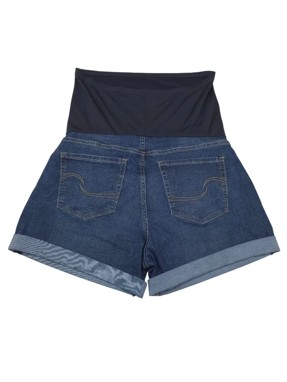 Signature By Levi Strauss Maternity Shortie Denim Shorts Large Stretch Waistband